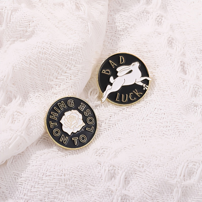 No Sleep Club Enamel Pins Brooches Punk Cat Bad Luck Rabbit Rose Lapel Badges