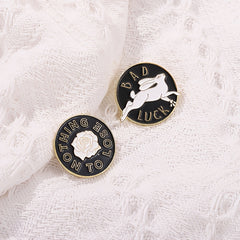 No Sleep Club Enamel Pins Brooches Punk Cat Bad Luck Rabbit Rose Lapel Badges