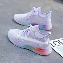 Lavender/Candy Mesh Sneakers Breathable Low Top Shoes Women's Footwear