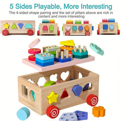 HIBOBI 12 Hole Colorful Column Toy with 3D Blocks