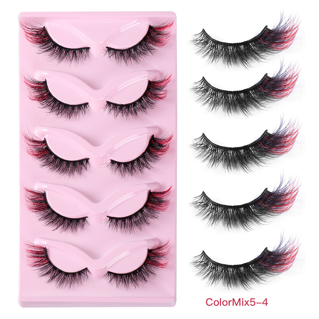 5 Pairs Colorful False Eyelashes High Faux Mink Fox Eye False Eyelashes
