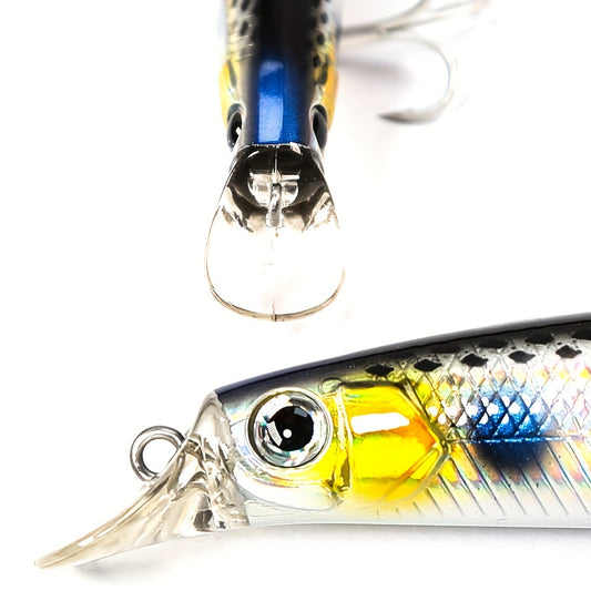 Slow Sinking Minnow Lure Bass Tuna Hard Bait Treble Hook