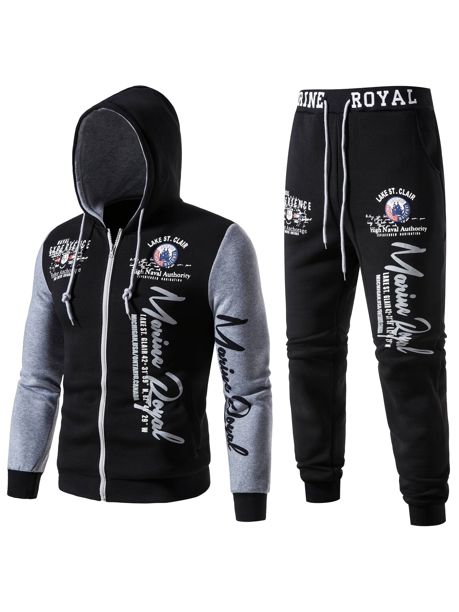 Men's Hiphop Letter Print Tracksuit Set