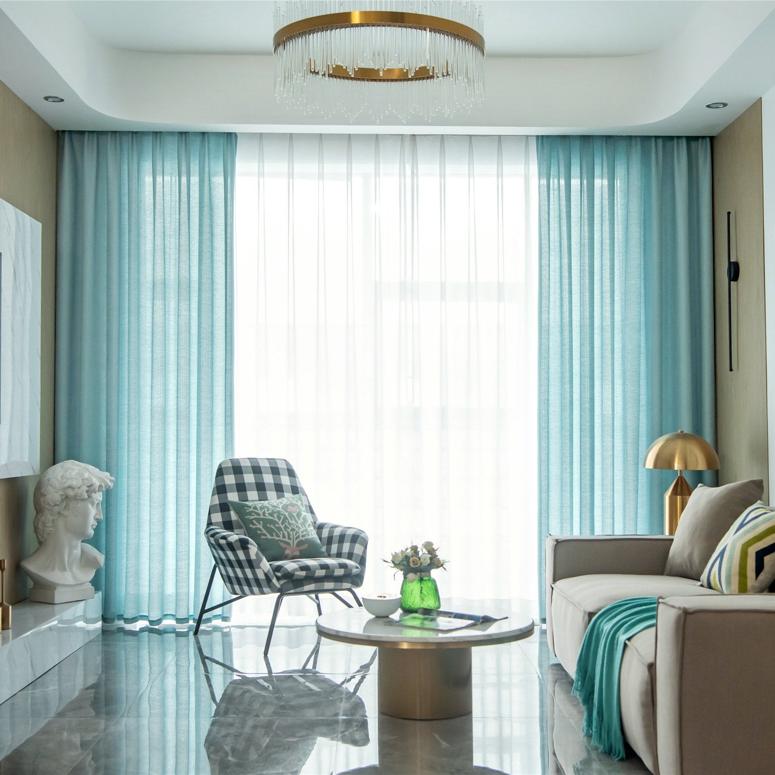 Semi Sheer Blackout Curtains for Sliding Glass Door Sea Green