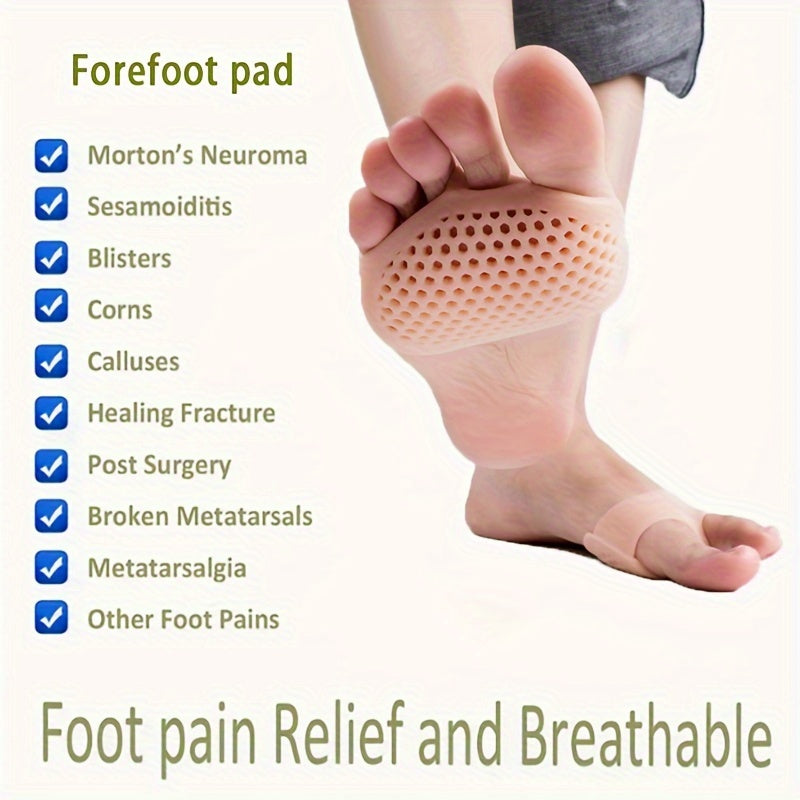 Breathable Silicone Gel Forefoot Pads Insoles for Foot Soreness Relief