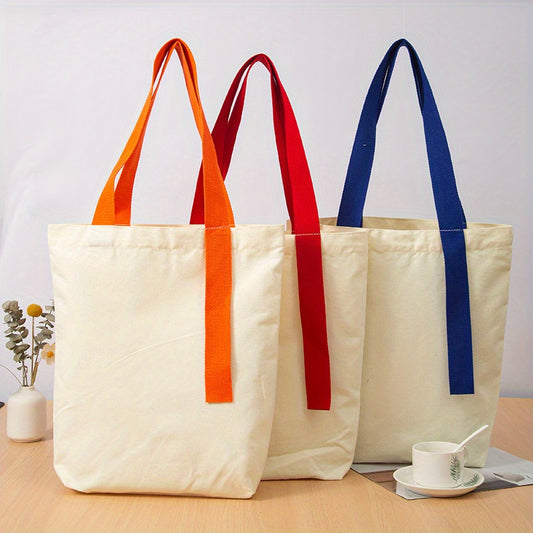 Solid Canvas Shoulder Bag Stylish Tote Bag Lightweight Handbag Diaper Storage