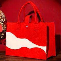 Stylish Colorblock Felt Tote Bag for Women