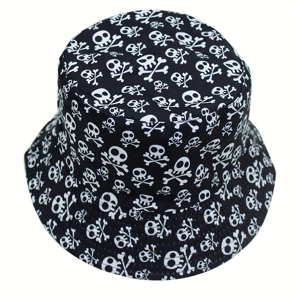 Skull Print Bucket Hat Men's Women's Outdoor Sunshade Basin Hat