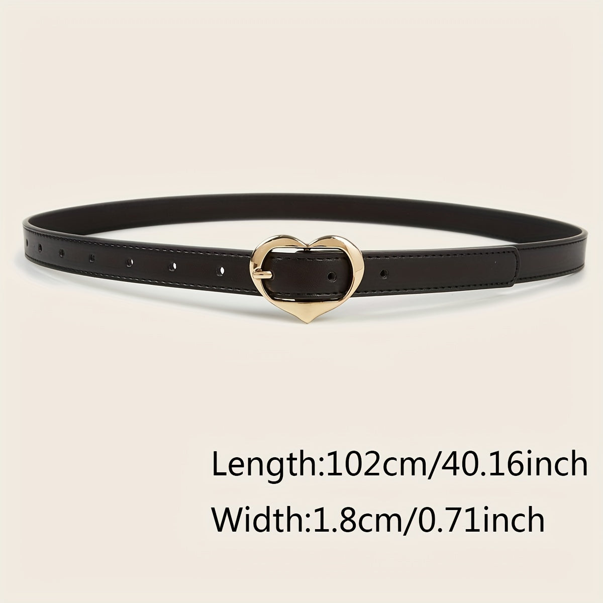 3pcs Golden Heart Buckle Belt PU Leather Waist Belt