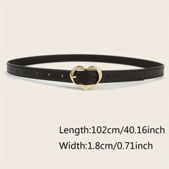 3pcs Golden Heart Buckle Belt PU Leather Waist Belt