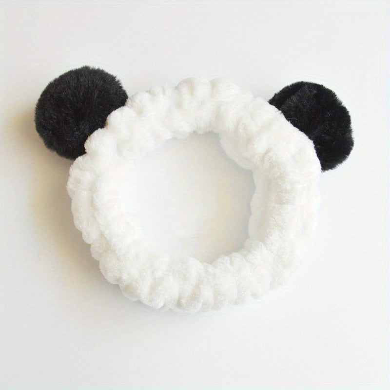 Pink Fur Ball Headband Face Wash Makeup Hairband Functional