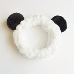 Pink Fur Ball Headband Face Wash Makeup Hairband Functional