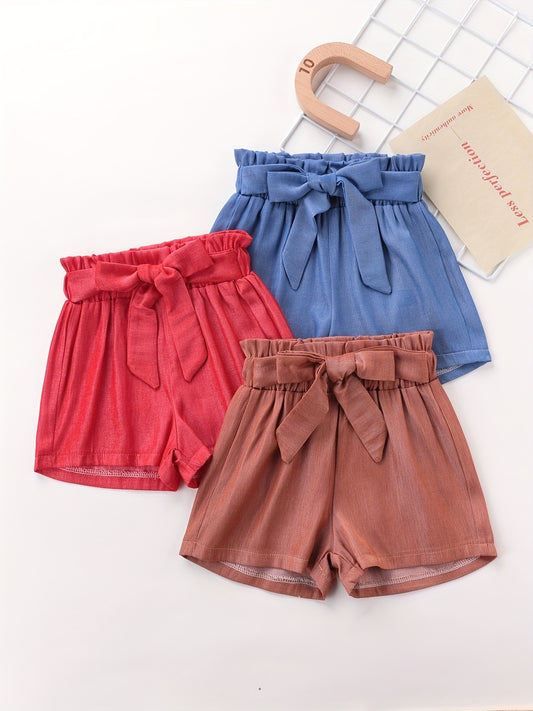 Toddler Girls Paperbag Waist Belted Shorts Set