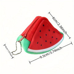 Set of 3 Plush Fruit Wallets Strawberry Kiwi Pineapple Zippered Pouches