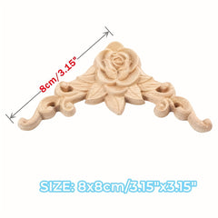 4pcs Wood Appliques & Onlays For Furniture 3.15x3.15in Carved Corner Decoration