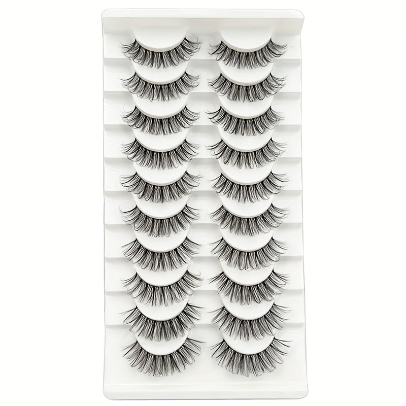 10 Pairs Natural Cross Volume False Eyelashes D Curling