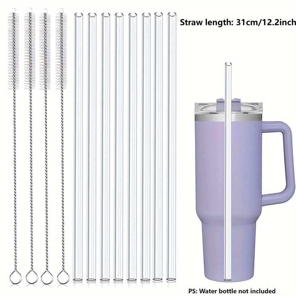 8pcs Reusable Straws Replacement with 4pcs Cleaning Brushes