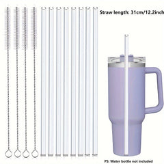 8pcs Reusable Straws Replacement with 4pcs Cleaning Brushes