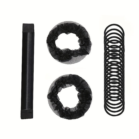 2pcs Elastic Hairnet for Ballet Dance with Hair Ties and Bun Maker