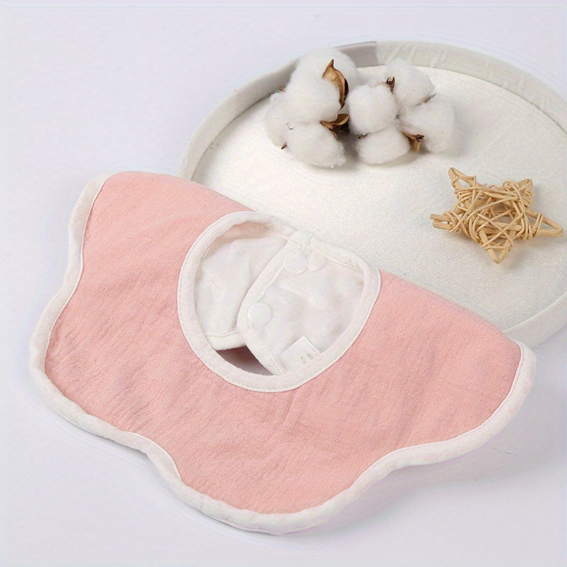 Baby Flower Shape 360 degree Rotating Beanie Velvet Baby Gauze Bib