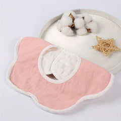 Baby Flower Shape 360 degree Rotating Beanie Velvet Baby Gauze Bib