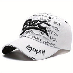 Letter Embroidery Ripped Baseball Cap Candy Cotton Sun Hat Lightweight Unisex