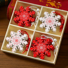 12pcs Wooden Christmas Snowflake Ornaments for Tree & Home Decor