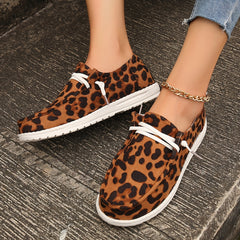 Leopard Print Flat Loafers Casual Stylish Shoes Women's Footwear