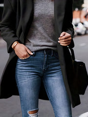 Solid Single Breasted Casual Lapel Blazer Long Sleeve