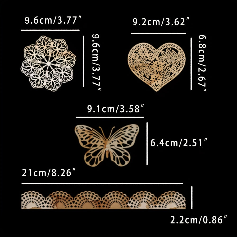 10pcs Retro Lace Decorative Paper for DIY Bullet Journal