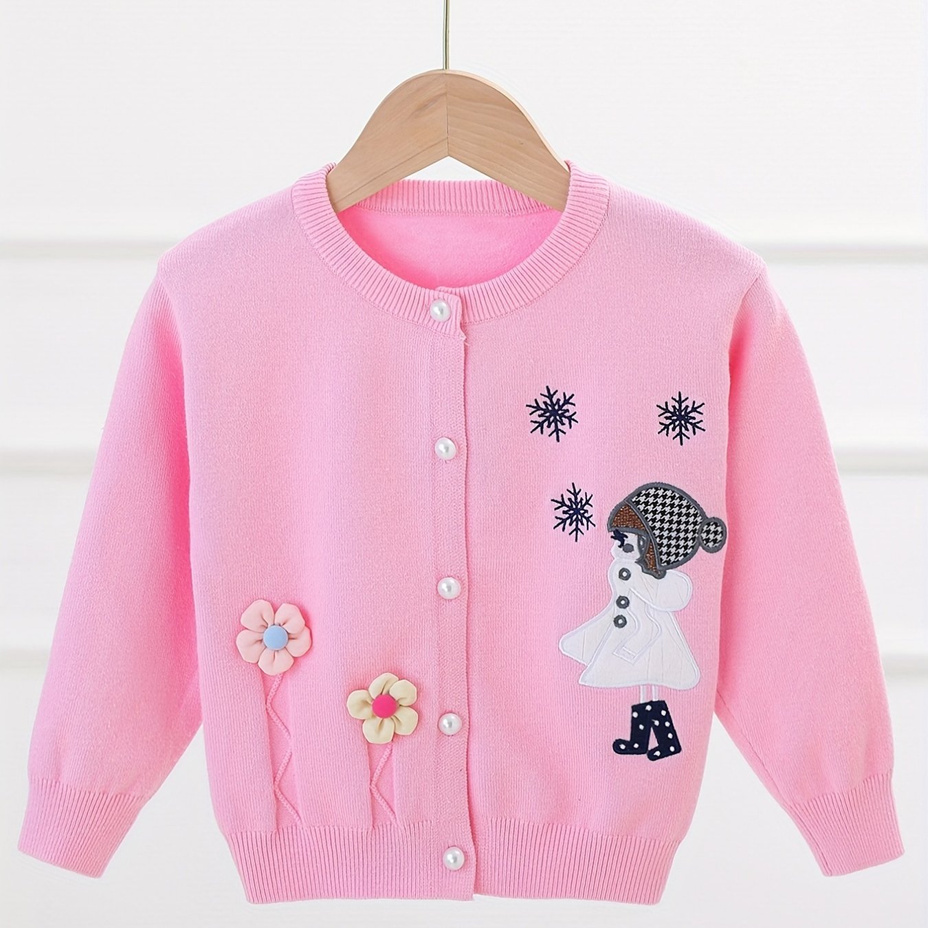 Girls' Embroidery Button Down Knit Cardigan Sweater