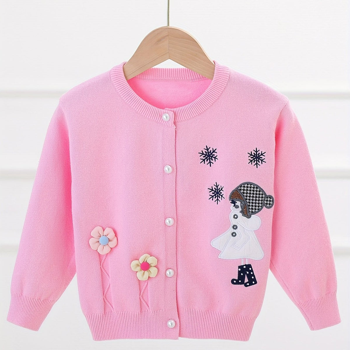 Girls' Embroidery Button Down Knit Cardigan Sweater