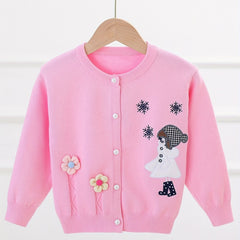 Girls' Embroidery Button Down Knit Cardigan Sweater