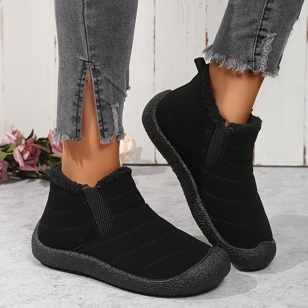 Women's Non slip Thickened Snow Boots Round Toe Warm Shoes