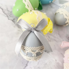 1pc Easter Eggs Wedding Stuff Christmas Ornaments Ribbon Bow Simulation Eggshell
