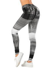 Sexy Grid Pattern Print Leggings High Waist Slim Leggings