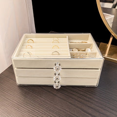 Flannelette Acrylic Jewelry Storage Box Drawer Type Jewelry Storage Box