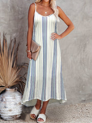  Boho Summer Dress Women's Plus Stripe Print V Neck Maxi