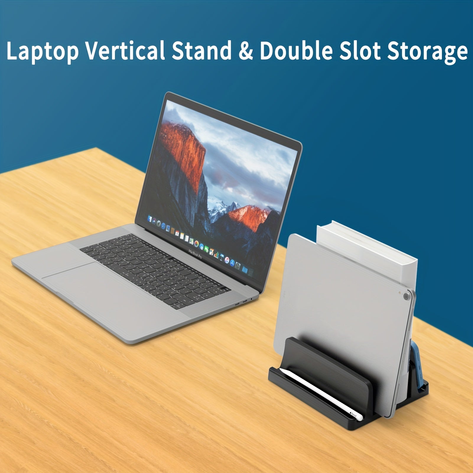 Maiwey Laptop Stand Vertical Desktop Organizer Secure Clip Holder
