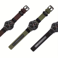Canvas Nylon & Leather Watch Strap 20 22mm