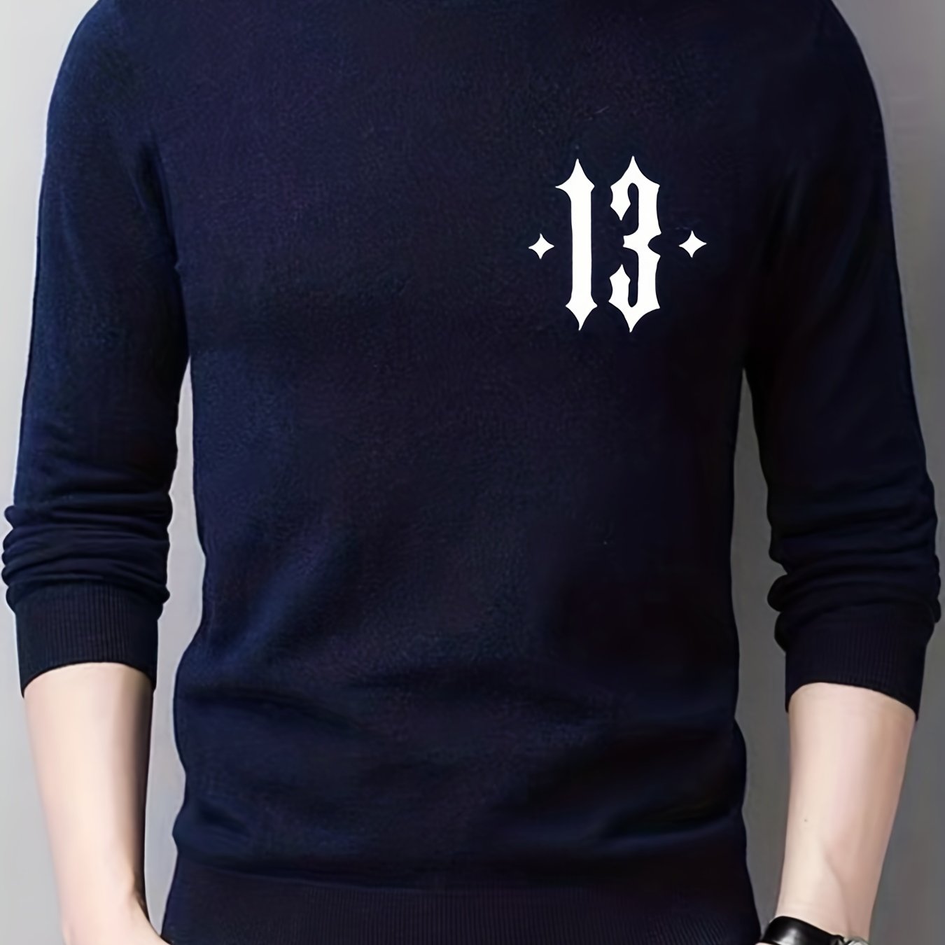 Men's Crew Neck Sweater Casual Warm Mid Stretch Knit Pullover for Fall Winter