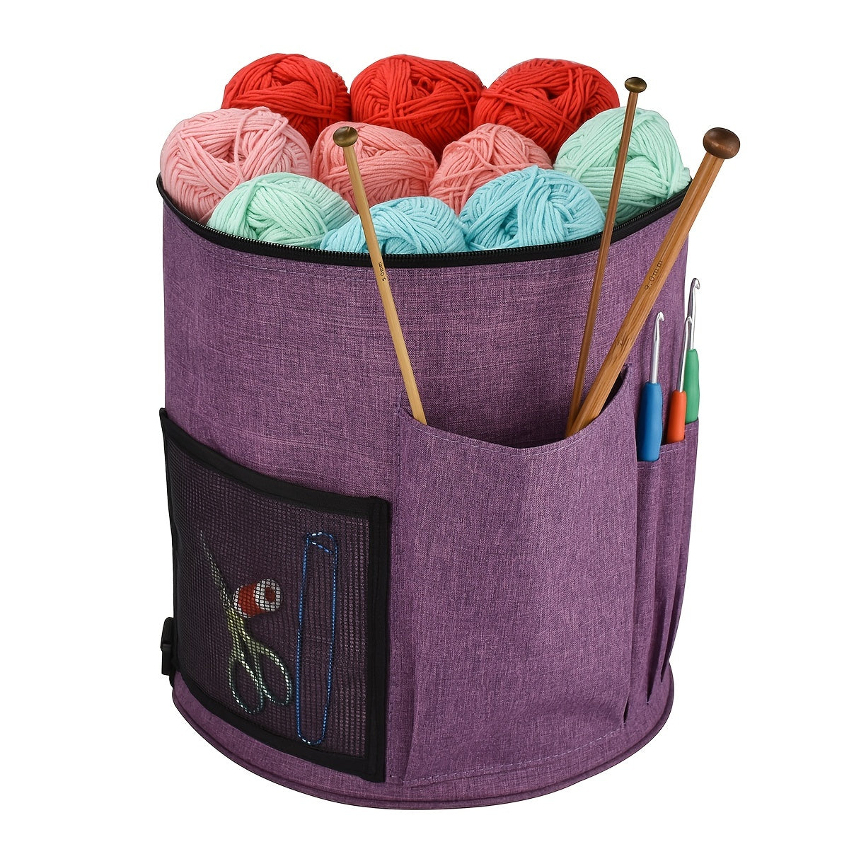 Cylindrical Yarn Storage Bag Large Capacity Non Slip Crochet Bag