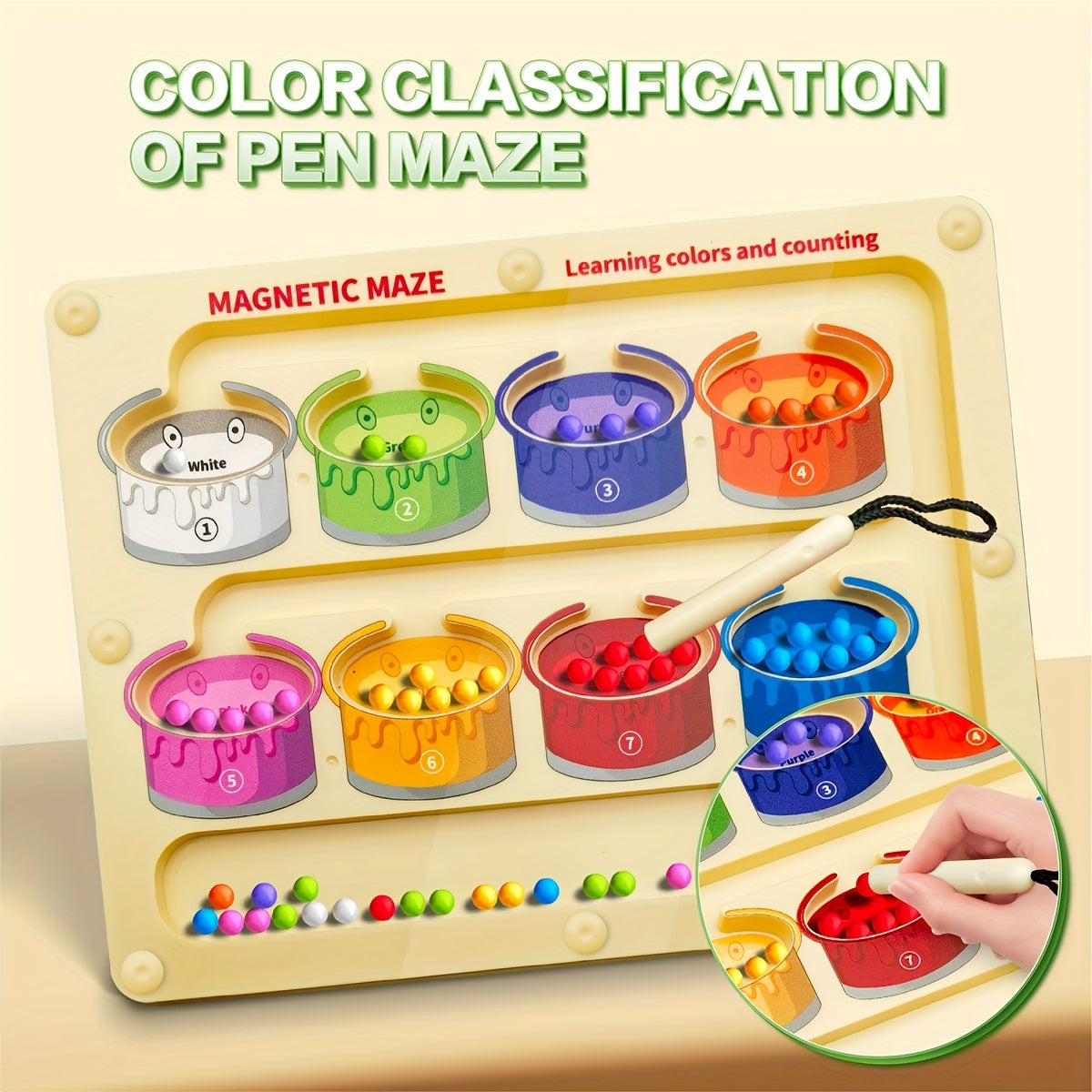 Magnetic Bead Board Maze Learning Toy for Toddlers Ages 3