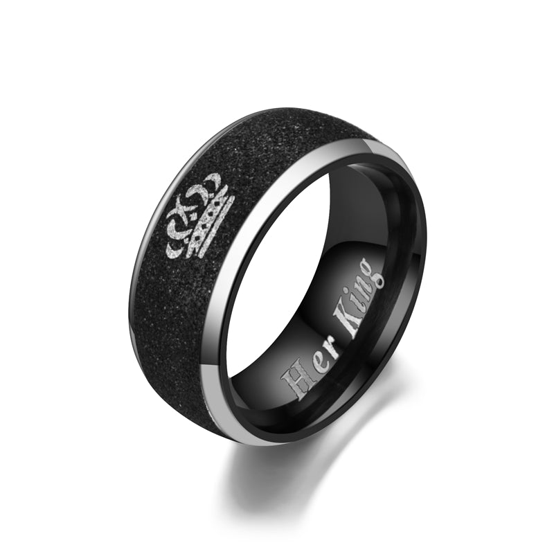 Stainless Steel Couple Crown Ring Set His Queen Her King Engagement Rings