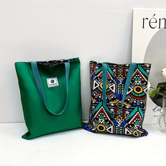 Ethnic Style Canvas Tote Bag Double Sided Shoulder Bag