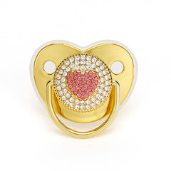 Peach Heart Shape Bling Pacifier With Dust Cover