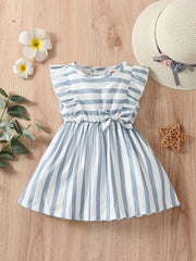 Baby Girls Striped Sleeveless Dress With Bow