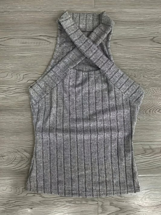 Ribbed Cross Halter Neck Tank Top Casual Sleeveless Top Women's Clothing