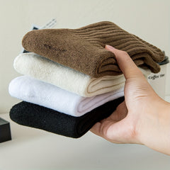 6 Pairs Soft Mid Tube Women's Socks Solid Color Stockings