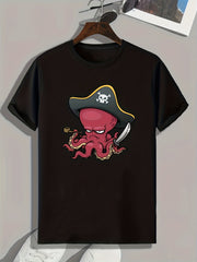 Octopus Print Men's Graphic T-shirt for Summer